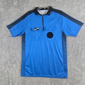 Official Sports Soccer Referee Jersey Mens Large Blue NISOA Short Sleeve Zip